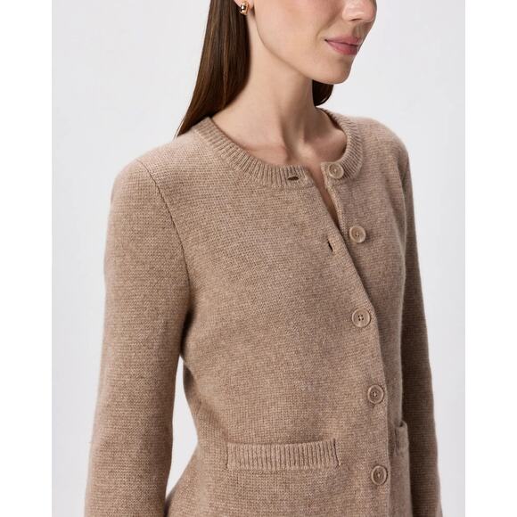 Quince Mongolian Cashmere Structured Cardigan Sweater in Oatmeal Size XS - Picture 3 of 16